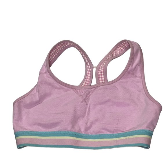 Champion Intimates Womens Active Sports Bra Medium Pink Gingham Logo Racer Back - Picture 7 of 8